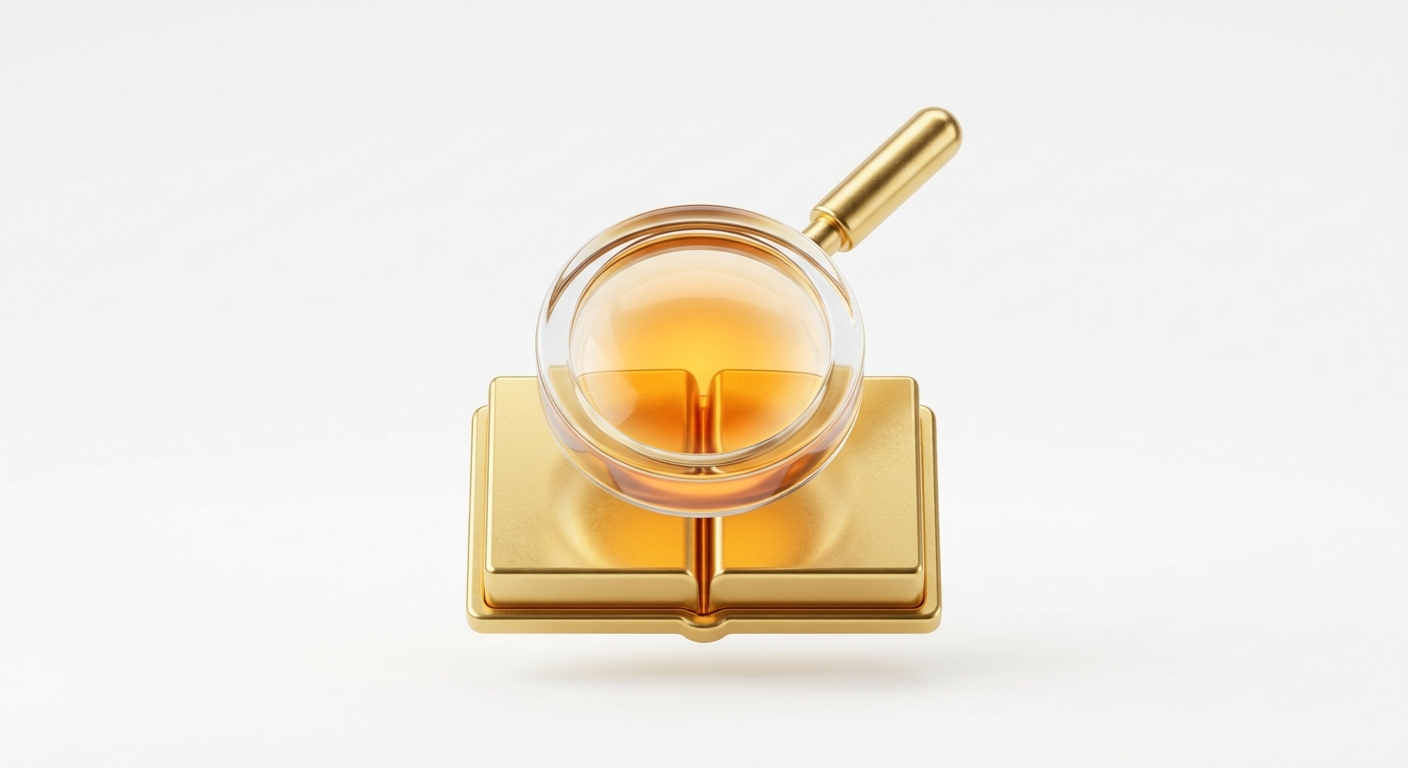 Magnifying lens over ledger blocks